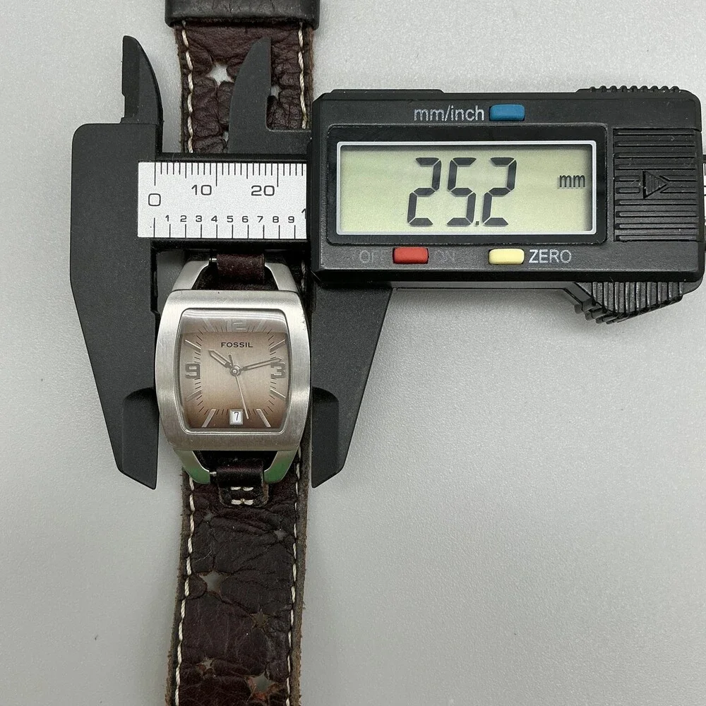 Fossil JR-8517 Womens Watch 25mm Ombre Dial Brown Leather Cuff Date New Battery